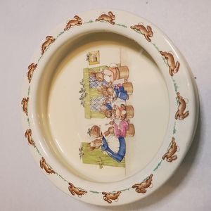 Vintage ROYAL DOULTON BUNNYKINS Baby porridge cereal Bowl Rimmed Heavy rabbits
